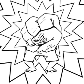 Hulk cartoon drawing black and white vector