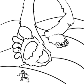 Sasquatch cartoon drawing black and white vector