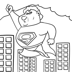 Superman cartoon drawing black and white vector