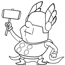 Thor cartoon drawing black and white clipart