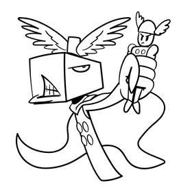 Thor cartoon drawing black and white clipart