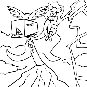 Thor cartoon drawing black and white vector
