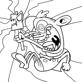 Thor cartoon drawing black and white vector