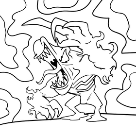 Venom cartoon drawing black and white vector