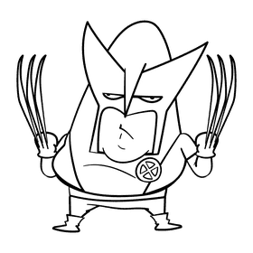 Wolverine cartoon drawing black and white clipart