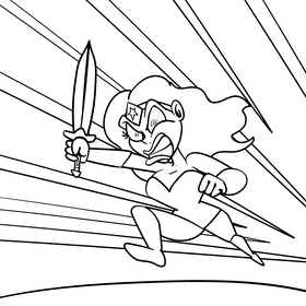 Wonder woman cartoon drawing black and white vector