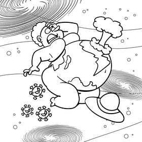 Earth cartoon drawing black and white vector
