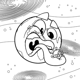 Earth cartoon drawing black and white vector