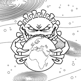 Earth cartoon drawing black and white vector