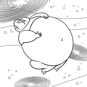 Jupiter cartoon drawing black and white vector