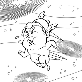 Mercury cartoon drawing black and white vector