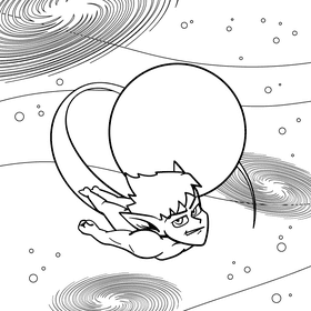 Mercury cartoon drawing black and white vector