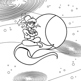 Moon cartoon drawing black and white vector