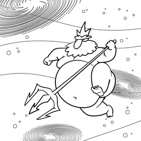 Neptune cartoon drawing black and white vector