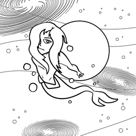 Neptune cartoon drawing black and white vector