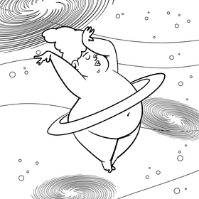 Saturn cartoon drawing black and white vector