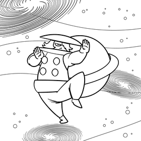 Saturn cartoon drawing black and white vector