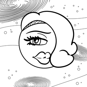 Venus cartoon drawing black and white vector