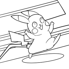 Super Smash Picachu cartoon drawing black and white vector