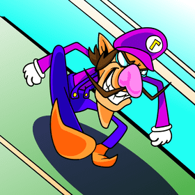 Super Smash Waluigi cartoon vector