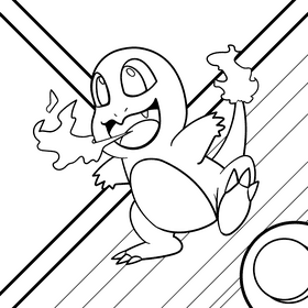 Pokemon Charmander cartoon drawing black and white vector