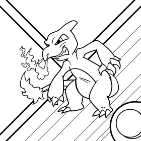 Pokemon Charmeleon cartoon drawing black and white vector