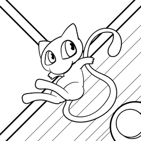 Pokemon Mew cartoon drawing black and white vector