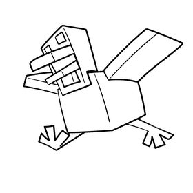 Minecraft Chicken cartoon drawing black and white clipart