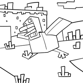 Minecraft Chicken cartoon drawing black and white vector