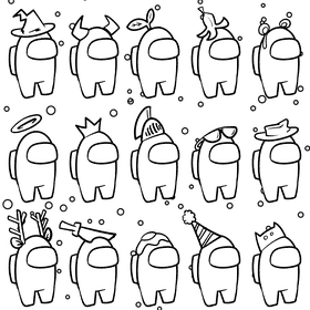 Among Us Fashion cartoon drawing black and white vector