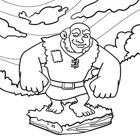 Clash of Clans Giant cartoon drawing black and white vector