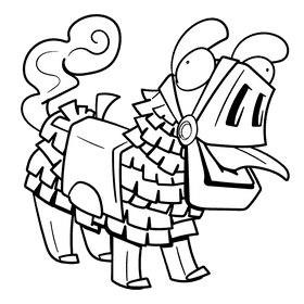 Fortnite Lama cartoon drawing black and white clipart