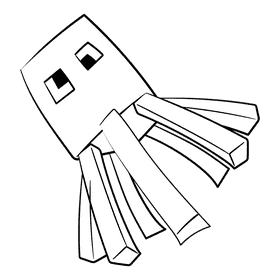 Minecraft Octopus cartoon drawing black and white clipart