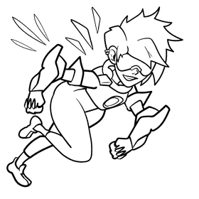 Overwatch Tracer cartoon drawing black and white clipart