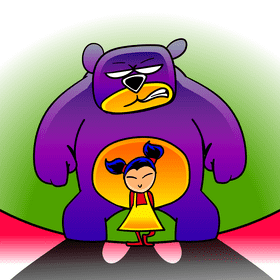 Little girl with Bodyguard cartoon vector