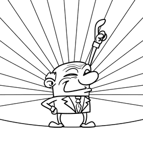 Manager small cartoon drawing black and white vector