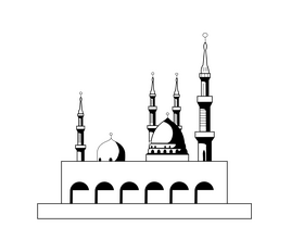Nabawi mosque black and white clipart