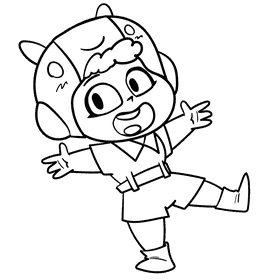 Little girl Brawl Stars cartoon drawing black and white clipart
