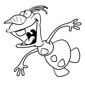 Olaf Frozen Jumping cartoon drawing black and white clipart