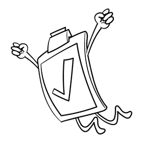 Scavenger hunt Completed cartoon drawing black and white clipart