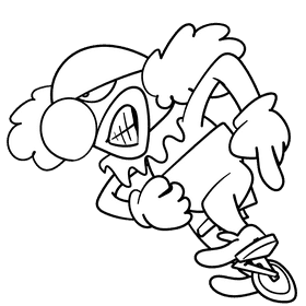 Ride a bike Extreme clown cartoon black and white clipart