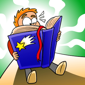 Kids reading Big Book cartoon vector