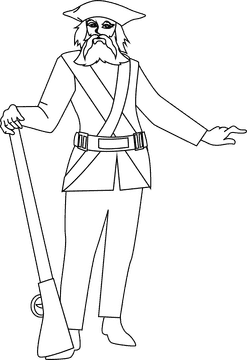 Pirate Blackbeard black and white clipart