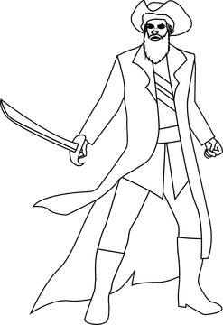 Pirate Blackbeard Angry black and white clipart