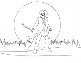 Pirate Blackbeard Angry black and white vector