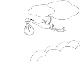 Flamingo with Money black and white vector