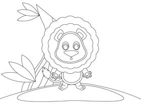 Funny Lion black and white vector