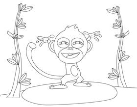 Funny Monkey black and white vector