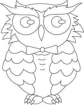 Funny Owl black and white clipart