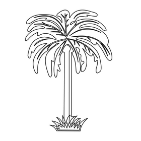 Date palm tree black and white clipart